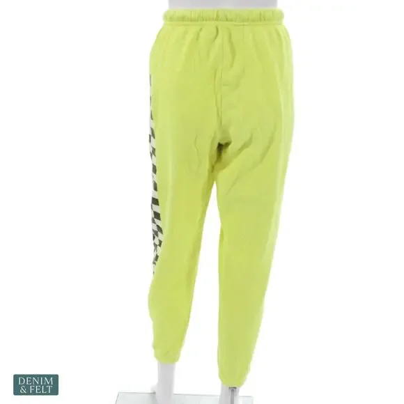 Aviator Nation Neon Yellow Checkered Stripe Sweatpants Jogger Retro Rare Small - Picture 8 of 16